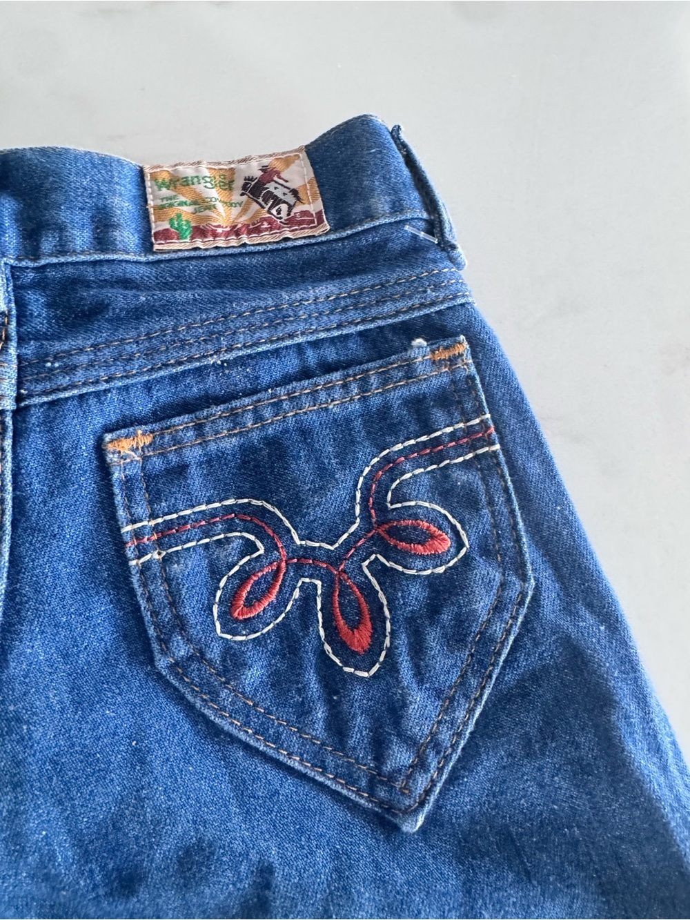 Vintage Wrangler Girls 4R Flare Jeans Western Embroidered Pockets